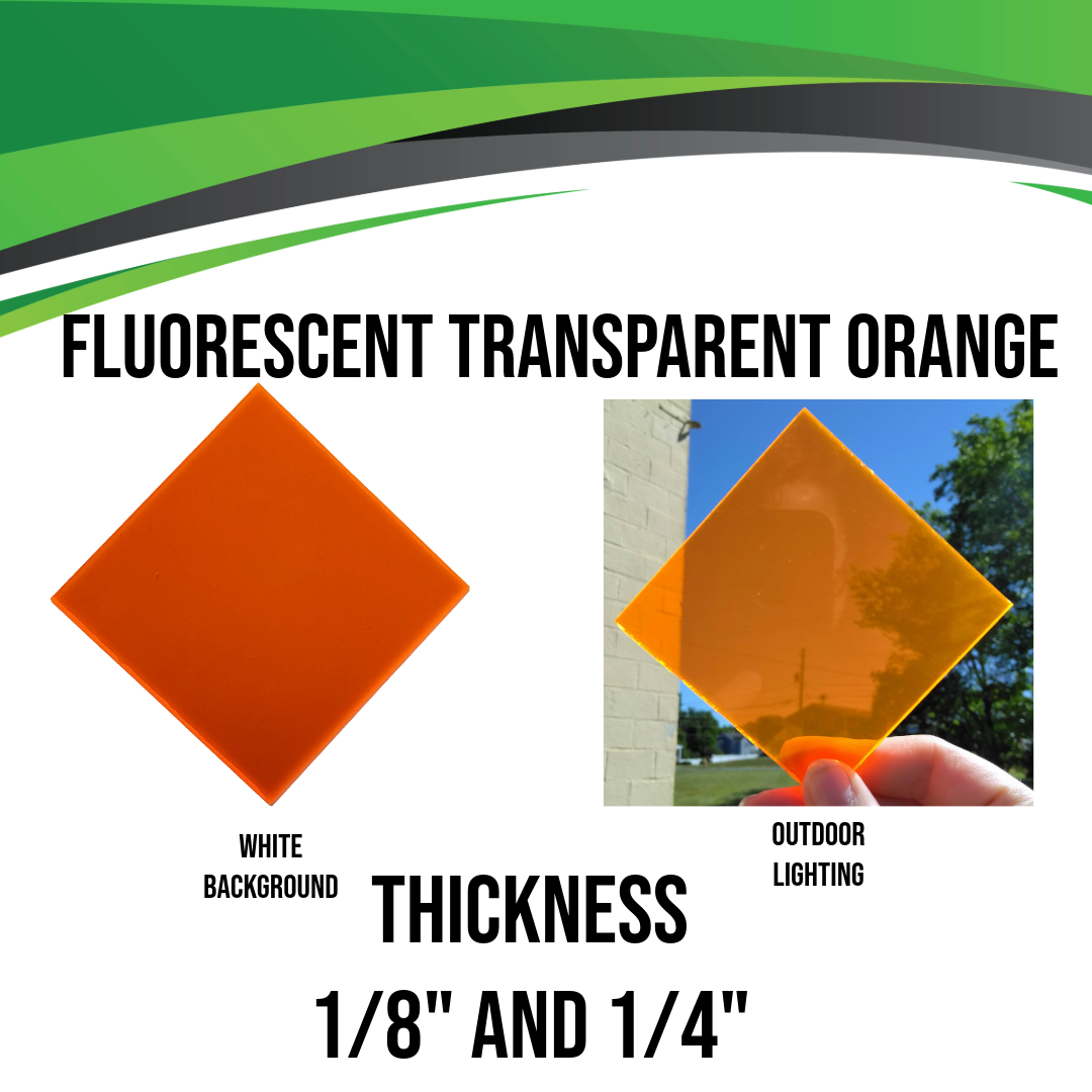 Orange Fluorescent Transparent Acrylic (1/8" - 1/4")