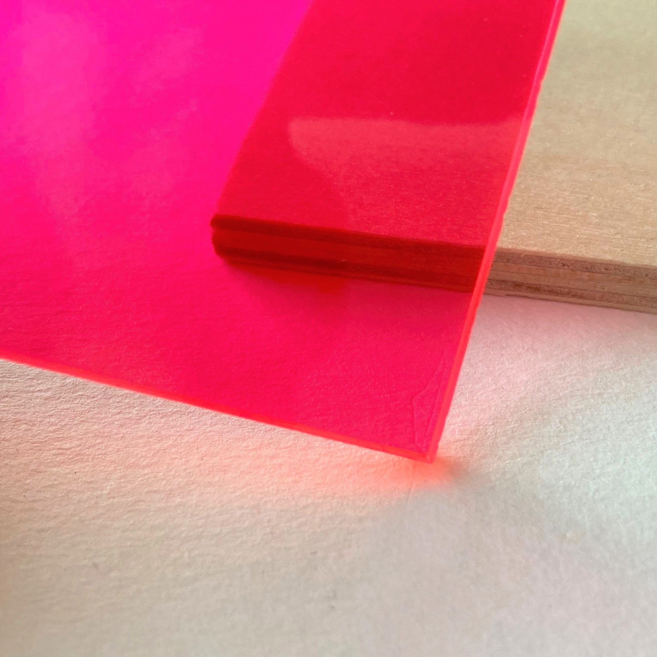 Pink Fluorescent Transparent Acrylic (1/8" - 1/4")